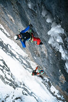 Mur de Pisciadù, Sella, Dolomiti, Simon Gietl, Manuel Oberarzbacher - L'apertura di 'Hybrid' al Mur de Pisciadù nel gruppo del Sella, Dolomiti (Simon Gietl, Manuel Oberarzbacher 09,12/12/2024)