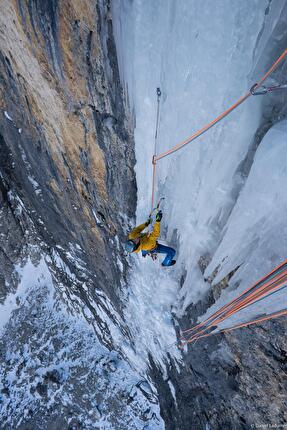 Mur de Pisciadù, Sella, Dolomiti, Daniel Ladurner, Alex Piazzalunga - La prima ripetizione di 'Hybrid' al Mur de Pisciadù nel gruppo del Sella, Dolomiti (Daniel Ladurner, Alex Piazzalunga 17/12/2024)