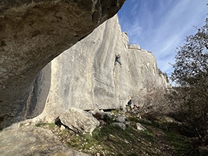 Dvigrad, Coatia - Pietro Paolo Piccoli climbing 'Pukotina' (6b) at Dvigrad, Coatia