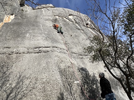 Dvigrad, Coatia - Alberto Giassi climbing 'Camomilla' (6b+) at Dvigrad, Coatia