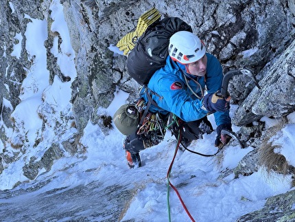 Rysy, High Tatras, Slovakia, Danny Menšík, Petr Vicha - Petr Vicha on pitch 1 of 'Bílý Rys', White Lynx, on the NE Face of Rysy, Slovakia, Danny Menšík, Petr Vicha