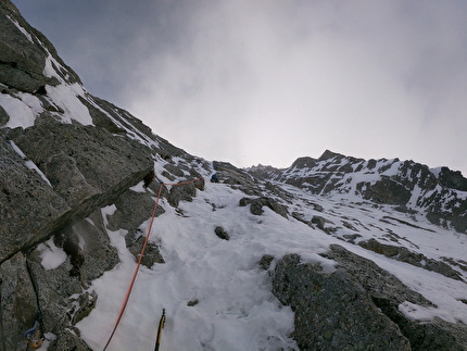 Cima Busazza, Presanella, Emanuele Andreozzi, Silvestro Franchini - The first ascent of the route 'Tomas' on the north face of Cima Busazza (Emanuele Andreozzi, Silvestro Franchini, 16/01/2025)