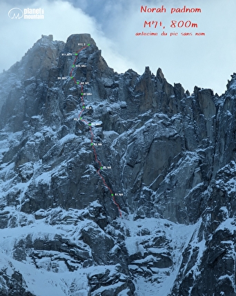 Pic Sans Nom, Monte Bianco, Manu Brechignac, Raphaël Georges, Jérôme Sullivan - La relazione di 'Norah Padnom' al Pic Sans Nom, massiccio del Monte Bianco (Manu Brechignac, Raphaël Georges, Jérôme Sullivan 04-06-/02/2025)