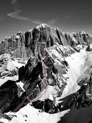 Dolomiti sci ripido - Punta Contrin 2945m (Dolomiti) per il grande Canalone sospeso, Parete Ovest - Francesco Vascellari