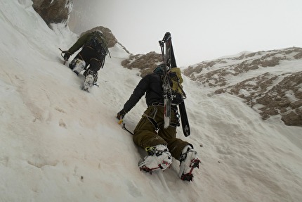 Dolomiti sci ripido 2024 - Monte Popera 3046m, Parete Nord (Davide D'Alpaos, Loris De Barba, Francesco Vascellari 04/2024)