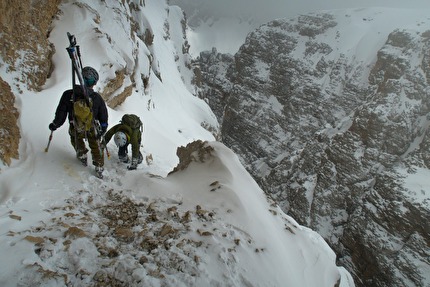 Dolomiti sci ripido 2024 - Monte Popera 3046m, Parete Nord (Davide D'Alpaos, Loris De Barba, Francesco Vascellari 04/2024)