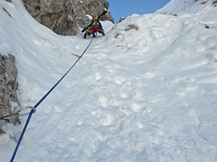 Monte Vigna Vaga, Valentino Cividini, Paolo Zenoni - The first ascent of ‘La Rampa Vaga’ on Monte Vigna Vaga, Bergamo Alps (Valentino Cividini, Paolo Zenoni 02/03/2025)