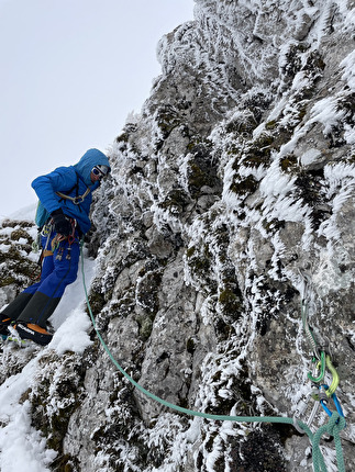 Monte Gallinola, Monti del Matese, Appennino Centrale, Agnese Flavi, Riccardo Quaranta - L'apertura di 'Remember Tomorrow', Monte Gallinola, Monti del Matese, Appennino Centrale (Agnese Flavi, Riccardo Quaranta 3/3/2025)