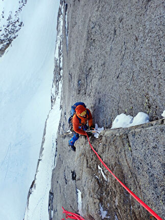 Cima Busazza, Presanella, Emanuele Andreozzi, Stefano Falezza - La probabile prima invernale della 'Via Dell’Eva-Taddei' sulla parete nord della Cima Busazza (Emanuele Andreozzi, Stefano Falezza 07/03/2025)