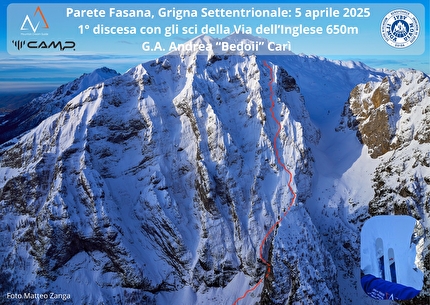Parete Fasana al Pizzo della Pieve (Grigna) discesa con gli sci da Andrea Carì