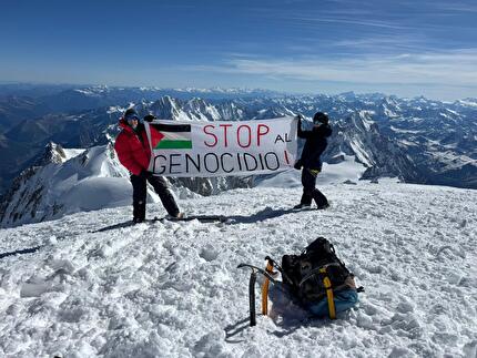 Stop The Genocide banner unfurled on Mont Blanc