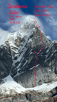 New climb on Jirishanca in Peru by Dani Arnold, Alexander Huber, Simon Gietl