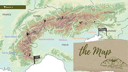 South 6, Aurélia Lanoë, Silvia Loreggian - The South 6 project of Aurélia Lanoë and Silvia Loreggian: cross the Alps by bike from the west to east and free climb six major south faces: Corno Stella, Mont Blanc, Wenden, Rätikon, Marmolada, and Coglians Sud. South 6, Aurélia Lanoë, Silvia Loreggian - The South 6 project of Aurélia Lanoë and Silvia Loreggian: cross the Alps by bike from the west to east and free climb six major south faces: Corno Stella, Mont Blanc, Wenden, Rätikon, Marmolada, and Coglians Sud.