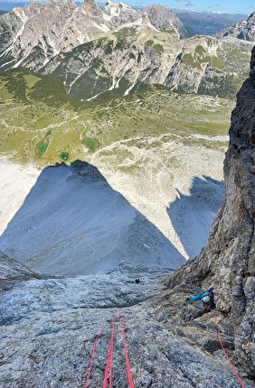 Via Cassin - Ratti, Cima Ovest di Lavaredo, Tre Cime di Lavaredo, Dolomites - Heike Roehrich climbing the Via Cassin - Ratti, Cima Ovest di Lavaredo, Tre Cime di Lavaredo, Dolomites Via Cassin - Ratti, Cima Ovest di Lavaredo, Tre Cime di Lavaredo, Dolomites - Heike Roehrich climbing the Via Cassin - Ratti, Cima Ovest di Lavaredo, Tre Cime di Lavaredo, Dolomites