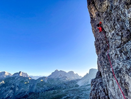 Via Cassin - Ratti, Cima Ovest di Lavaredo, Tre Cime di Lavaredo, Dolomites - Simon Kehrer climbing the Via Cassin - Ratti, Cima Ovest di Lavaredo, Tre Cime di Lavaredo, Dolomites Via Cassin - Ratti, Cima Ovest di Lavaredo, Tre Cime di Lavaredo, Dolomites - Simon Kehrer climbing the Via Cassin - Ratti, Cima Ovest di Lavaredo, Tre Cime di Lavaredo, Dolomites