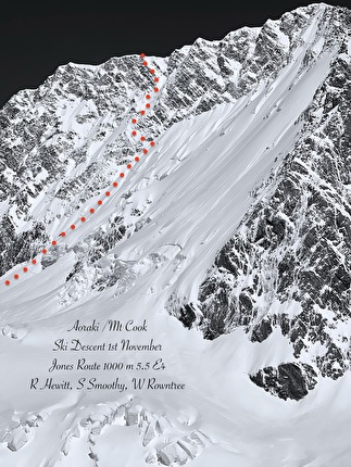 Aoraki / Mt Cook New Zealand, Ross Hewitt, Will Rowntree, Sam Smoothy - The first ski descent of the 'Jones Route' on the east face of Aoraki / Mt Cook, New Zealand, carried out on 01/11/2025 by Ross Hewitt, Will Rowntree, Sam Smoothy Aoraki / Mt Cook New Zealand, Ross Hewitt, Will Rowntree, Sam Smoothy - The first ski descent of the 'Jones Route' on the east face of Aoraki / Mt Cook, New Zealand, carried out on 01/11/2025 by Ross Hewitt, Will Rowntree, Sam Smoothy