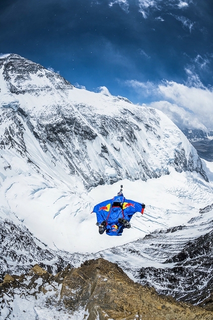 Everest - Valery Rozov - 05/05/2013: Russian BASE jumper Valery Rozov leaps from a record 7720m off the North Face of Everest.