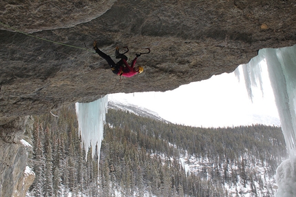 Angelika Rainer - Angelika Rainer climbing Steel Koan M13+ at the Cineplex Cave in Canada