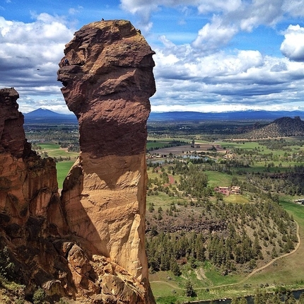 Smith Rocks, Oregon, USA - The Monkey Face at Smith Rocks, Oregon, USA, home to Just do It, the super route freed in 1992 by Jean-Baptiste Tribout