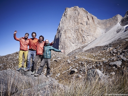 La Esfinge, Cordillera Blanca, Peru, Simon Gietl, Roger Schäli - Simon Gietl and Roger Schäli making the first ascent of Chappie (7b+, 600m, 07/2015), La Esfinge, Val Paron, Peru