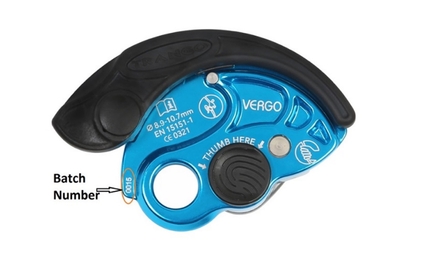 Voluntarily recall Trango Vergo belay devices batch numbers 16159 and 16195