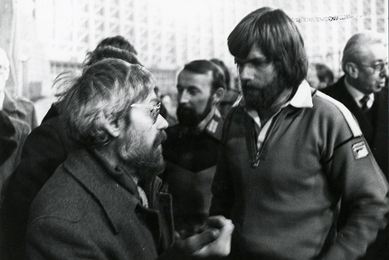 Andrea Mellano - Andrea Mellano e Reinhold Messner all'inaugurazione del Palazzo a Vela a Torino, 1982