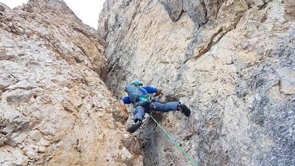 Simon Messner, Martin Sieberer discover L Pilaster Desmincià on Sass Rigais in Dolomites